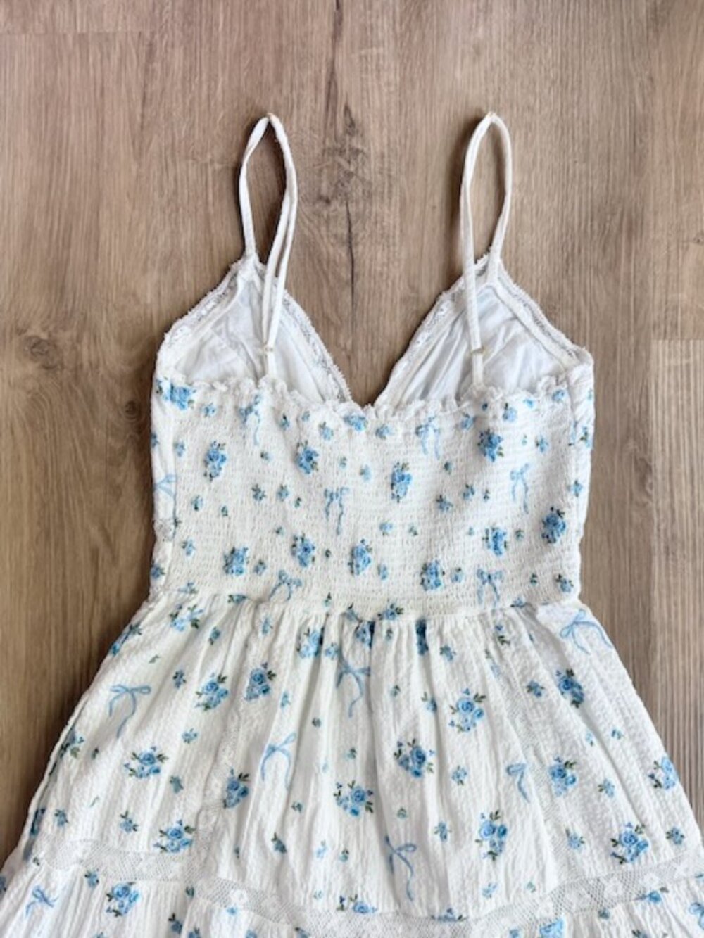 LoveShackFancy Solbina Dress XS Blue Floral EUC - Picture 9 of 10